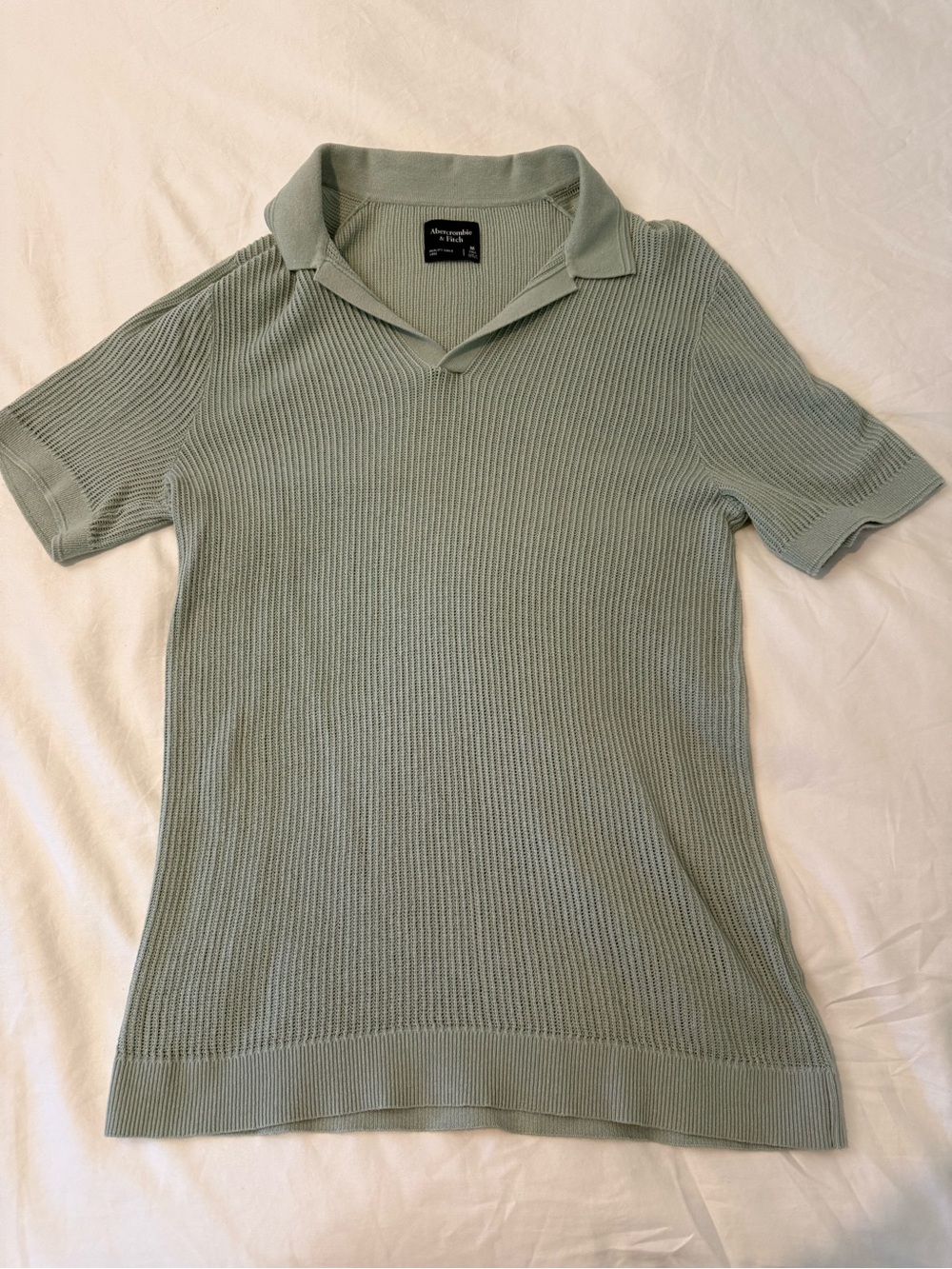 Abercrombie & Fitch Short-Sleeve V-Neck Polo Sweater - Sage